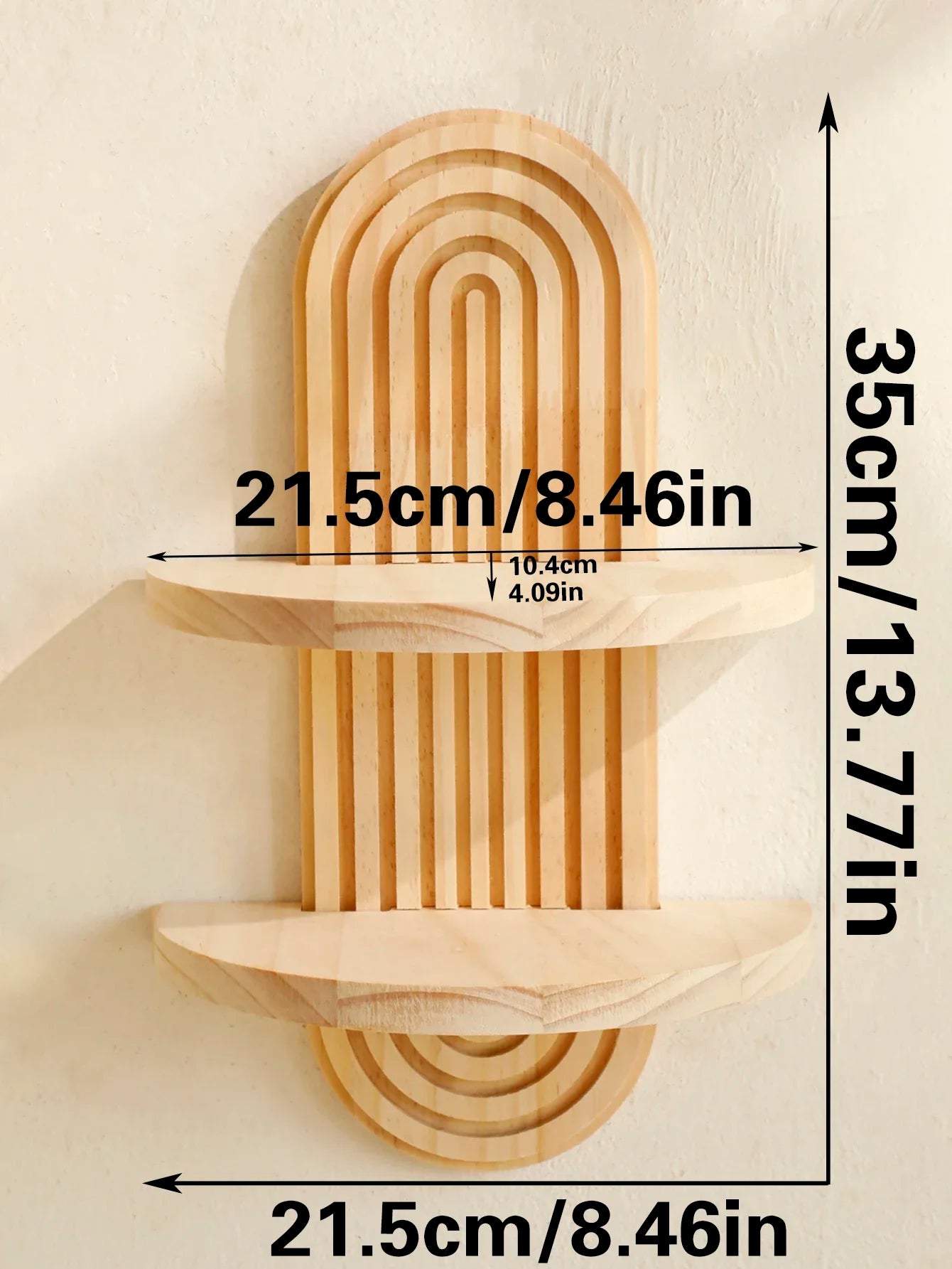 Boho Wall Mounted Wooden Shelves – Modern Display Rack for Living Room