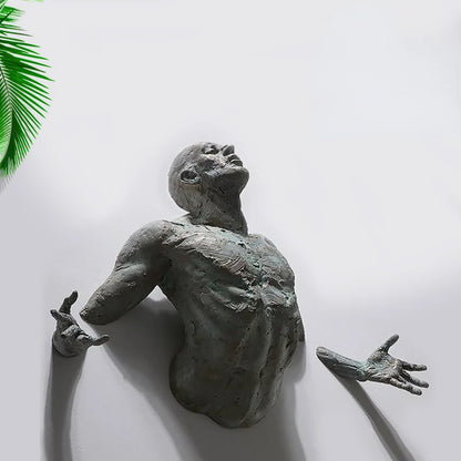 Wall Man Sculpture – Modern Resin Wall Art for Home & Living Room