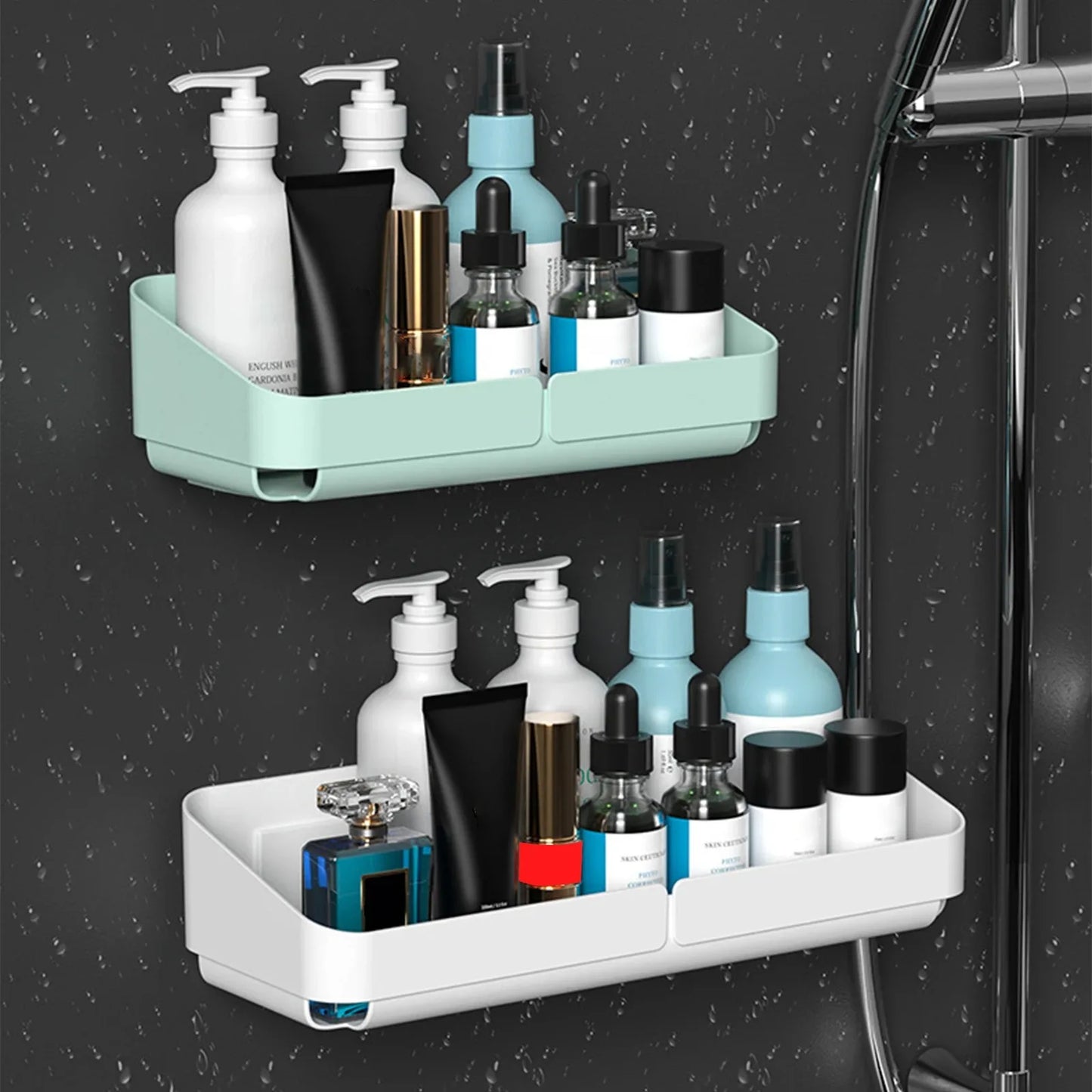 No-Drill Bathroom & Kitchen Wall Shelf – Makeup, Spice & Shower Organizer