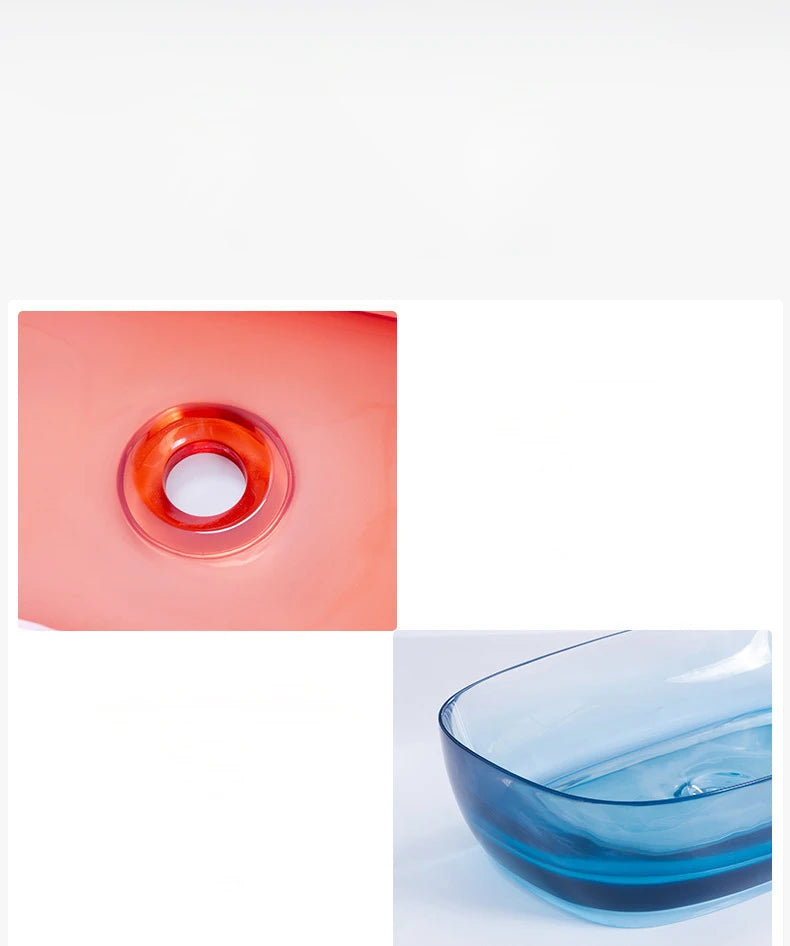 Colorful Rectangular Resin Vessel Sink – Countertop Bathroom Basin (9077)