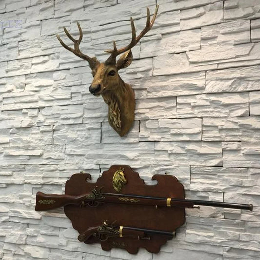 17" Faux Deer Head – Rustic Farmhouse Wall Decor with Antlers