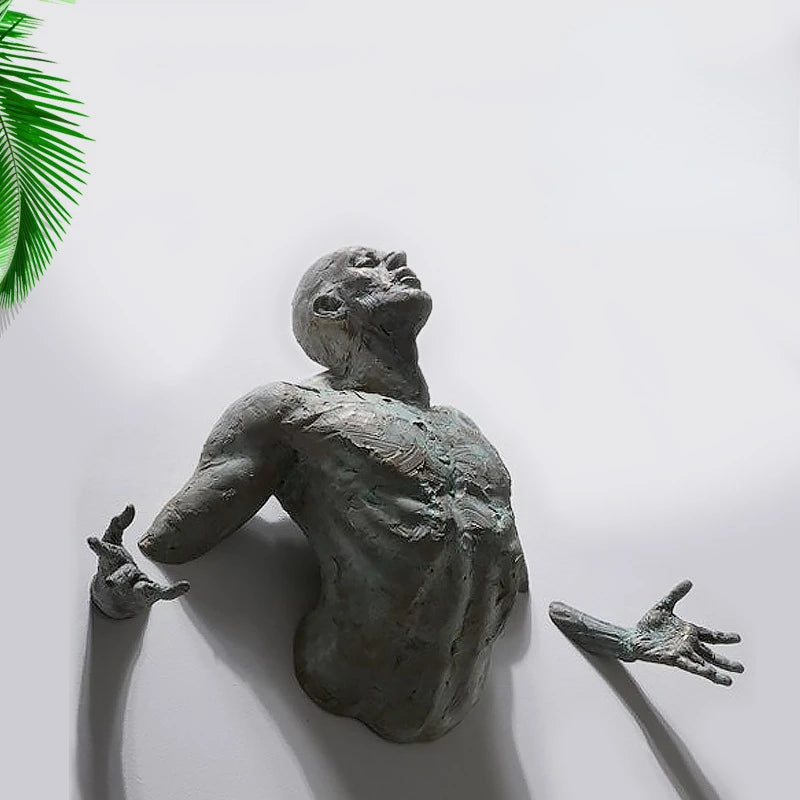Wall Man Sculpture – Modern Resin Wall Art for Home & Living Room