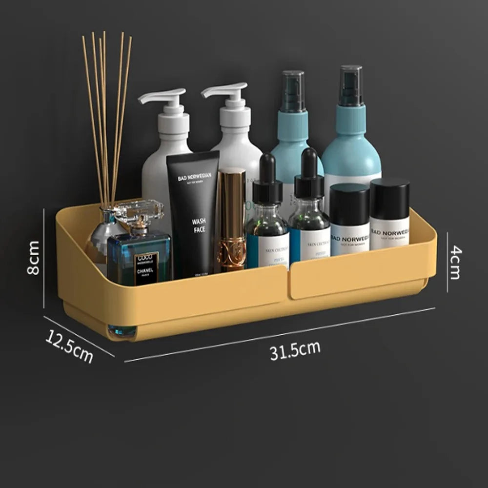 No-Drill Bathroom & Kitchen Wall Shelf – Makeup, Spice & Shower Organizer