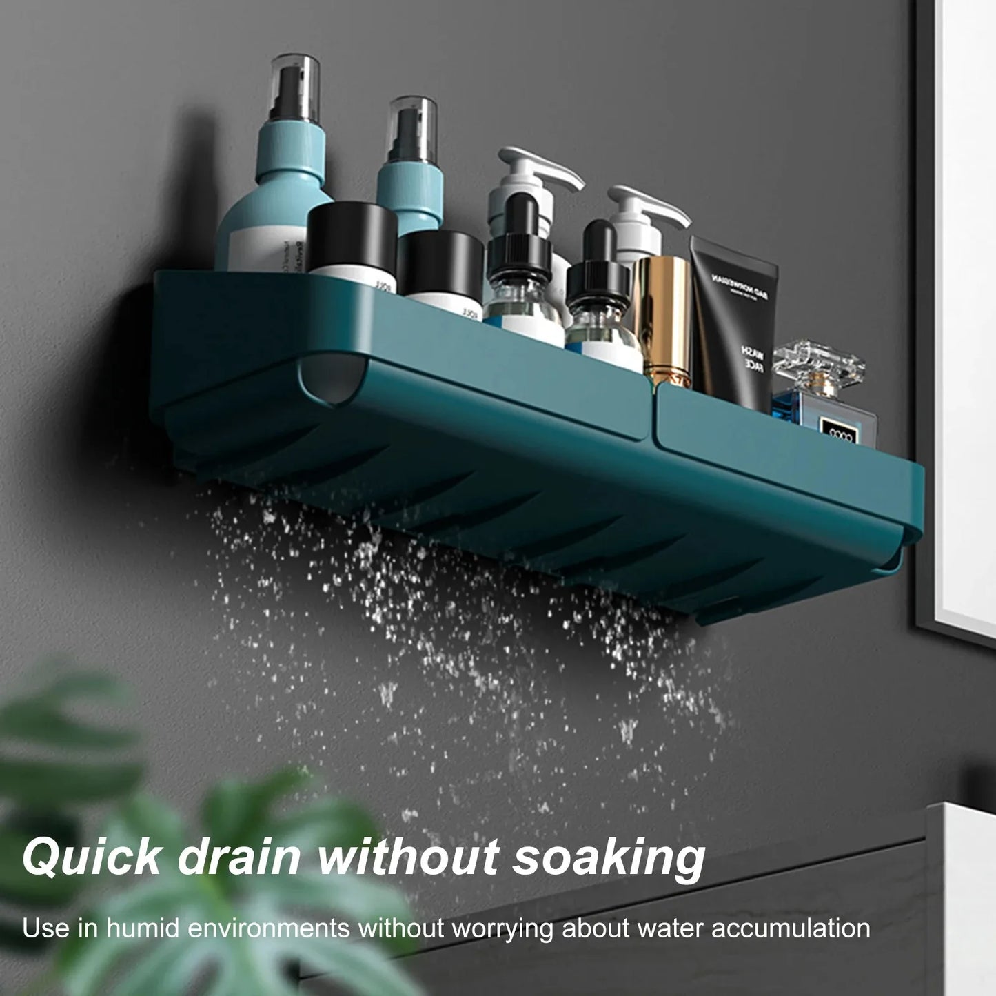 No-Drill Bathroom & Kitchen Wall Shelf – Makeup, Spice & Shower Organizer