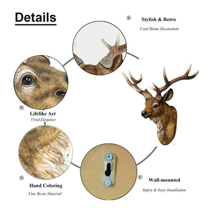 17" Faux Deer Head – Rustic Farmhouse Wall Decor with Antlers