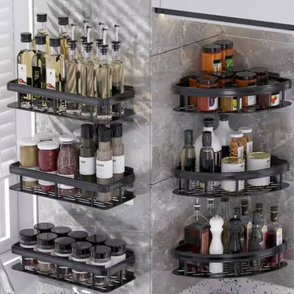 No-Drill Corner Bathroom Shelf – Wall-Mounted Shower Storage Rack