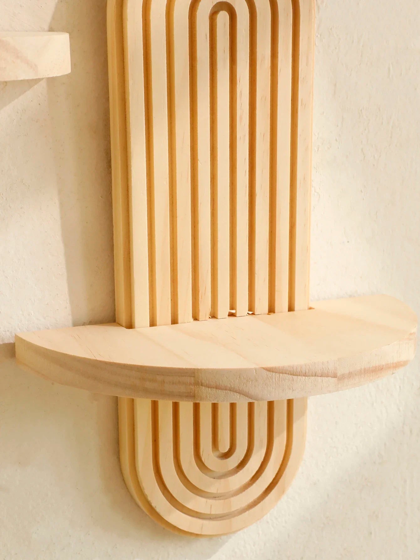 Boho Wall Mounted Wooden Shelves – Modern Display Rack for Living Room