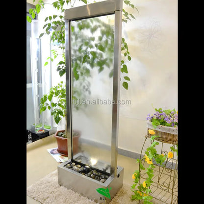 Custom Indoor Glass Water Fountain – Wall Partition Home Decor