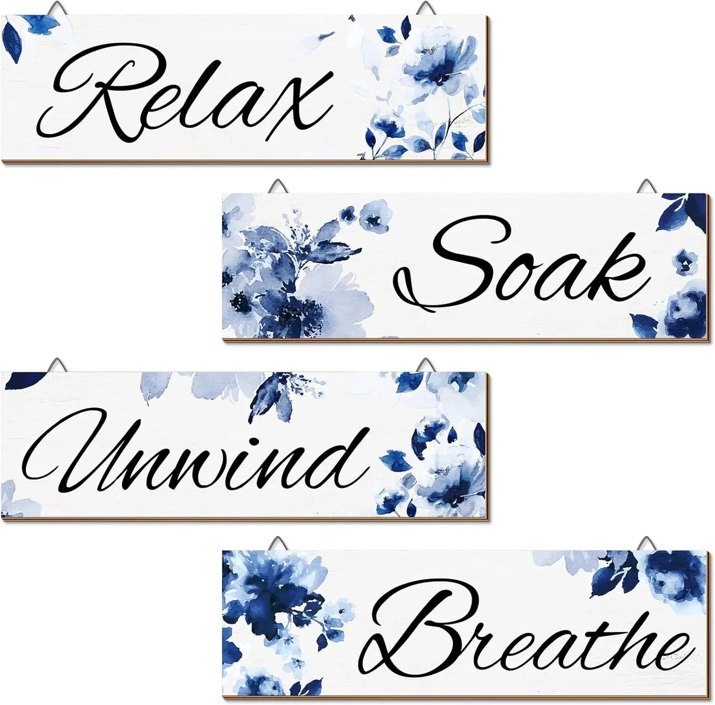 4Pcs Mushroom & Floral Bathroom Wall Art Set