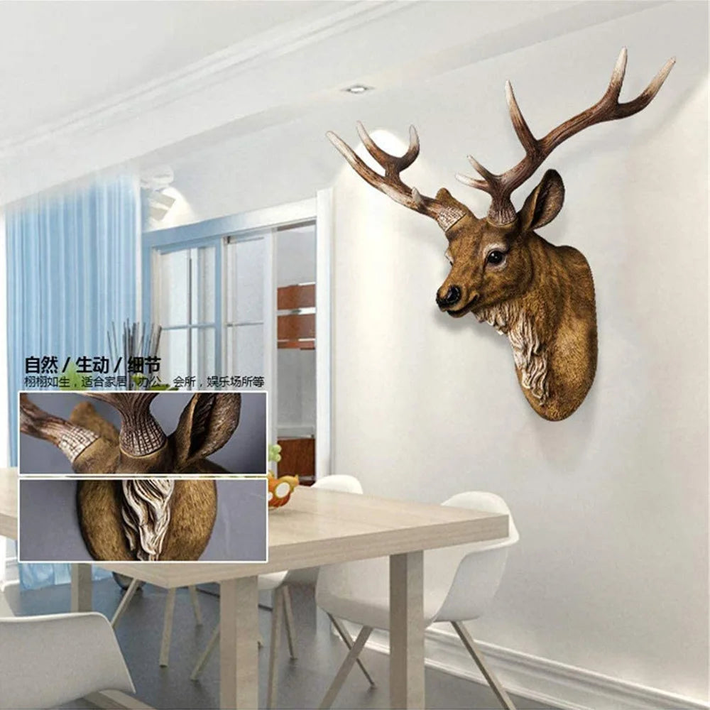 17" Faux Deer Head – Rustic Farmhouse Wall Decor with Antlers