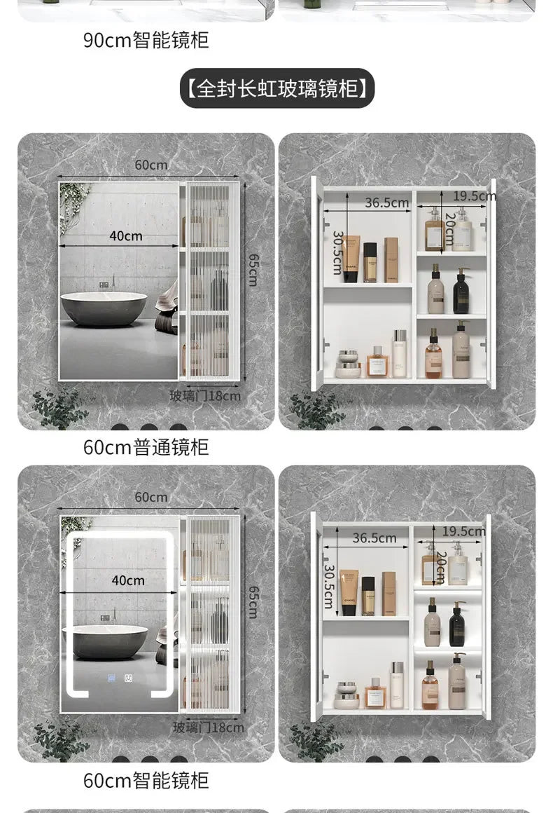 LED Bathroom Mirror Cabinet – Wall-Mounted Vanity with Storage