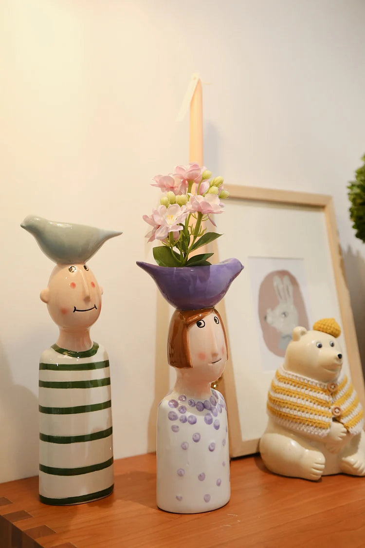 Ceramic Vase Home Decor – Artistic Desktop Sculpture & Flower Arrangement Pot
